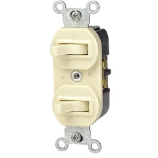 (2)-Leviton Single Pole & 3-Way Ivory 15A Electrical Duplex Switch R61-05241-IKS