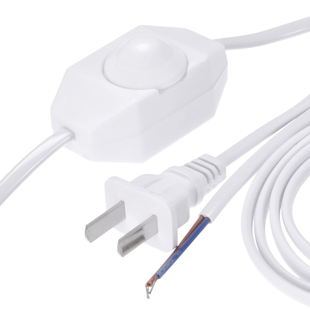 Lamp Cord with Dimmer Switch Power Wire 1.8M White Lamp Repair Part 2Pcs