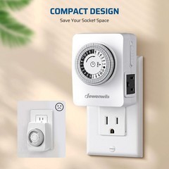 DEWENWILS Plug in Timer for Christmas Lights, 2 Outlets, Energy Saving, 2 Pack