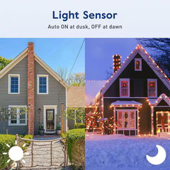 Light Sensor Timer Waterproof and Mechanical Plug in Timer Switch with 2 Grounde