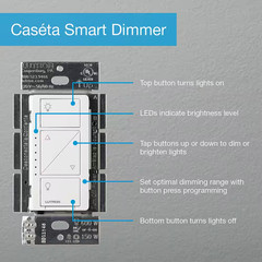 Caseta Smart Dimmer Switch and Remote Kit for Wall and Ceiling Lights, 150-Watt