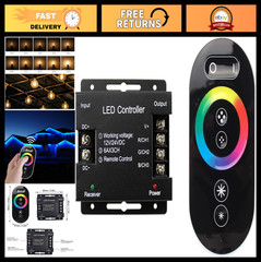 RGB LED Dimmer Switch with RF Remote Control – PWM 12V-24V 18A for Strip Lights