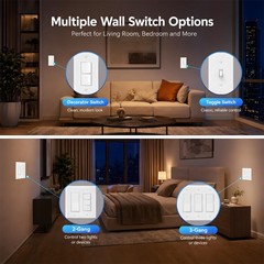 2 PCS Duplex Rocker Switch Wall Plate 15A 120V Single Pole AC Ground White
