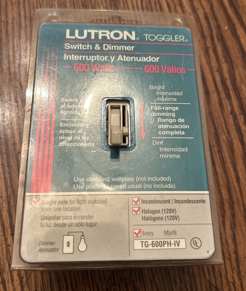 Lutron TG-600PH-IV Toggler 600W Dimmer Ivory NEW SEALED FAST SHIPPING