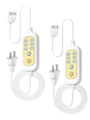Timer Extension Cord with Auto-Off Switch for Lamps and Chargers, 6 Outlets