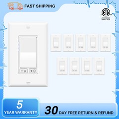 10PCS 3 Way / Single Pole No Neutral Wire Required LED Dimmer Switch ETL Listed