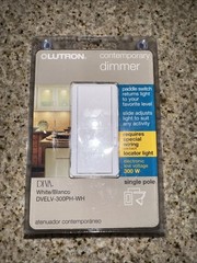 Lutron Diva 300W Single Pole Decora Light Dimmer – White (DVELV-300P-WH)
