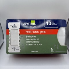 LEVITON LEVER EDGE 15A 120/277V SINGLE POLE SWITCH, WHITE 10-PACK