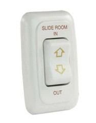 JR Products 12075 White 12V DC 40A Labled Slide-Out Switch w Face Plate IN OUT