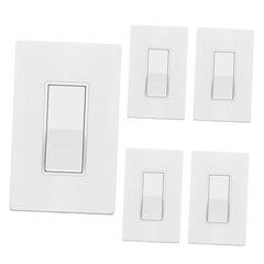 White Light Switch with Screwless Wall Plate, Decorator 4 Way 5 Glossy White