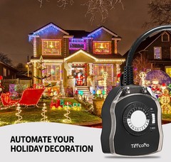 Outdoor Timer Outlet for Lights, 24 Hour Mechanical, Outdoor Light Timer Wate…