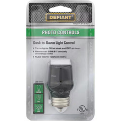 Dusk to Dawn Light Control Screw-In Adapter Black for CFL/LED Bulbs Indoor/Outdo
