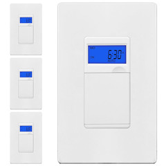 7 Days Digital In-Wall Programmable Timer Switch for Lights, Fans, and Motors, S