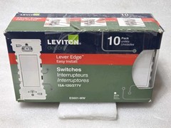 10 Pack Leviton E5601-MW White Decora Edge 15 amps Single Pole Rocker Switch