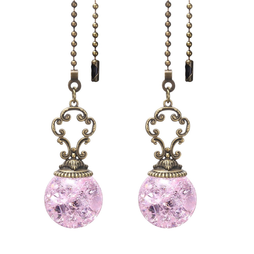 Ceiling Fan Pull Chain, 2Pcs 12″ Ball Pendant Chain Extender, Pink