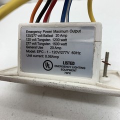 LVS EPC-1-D Emergency Lighting Power Control Switch 20A 60HZ 120/277V