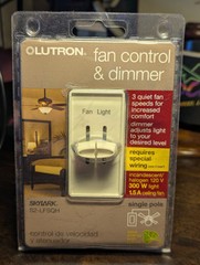 Fan & Light Control Dimmer Switch White OPEN BOX Lutron 1.5A Fan/300W Light