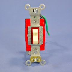 Leviton 1243-I-901 Ivory Industrial Pigtail Toggle Light Switch Grounded Bulk
