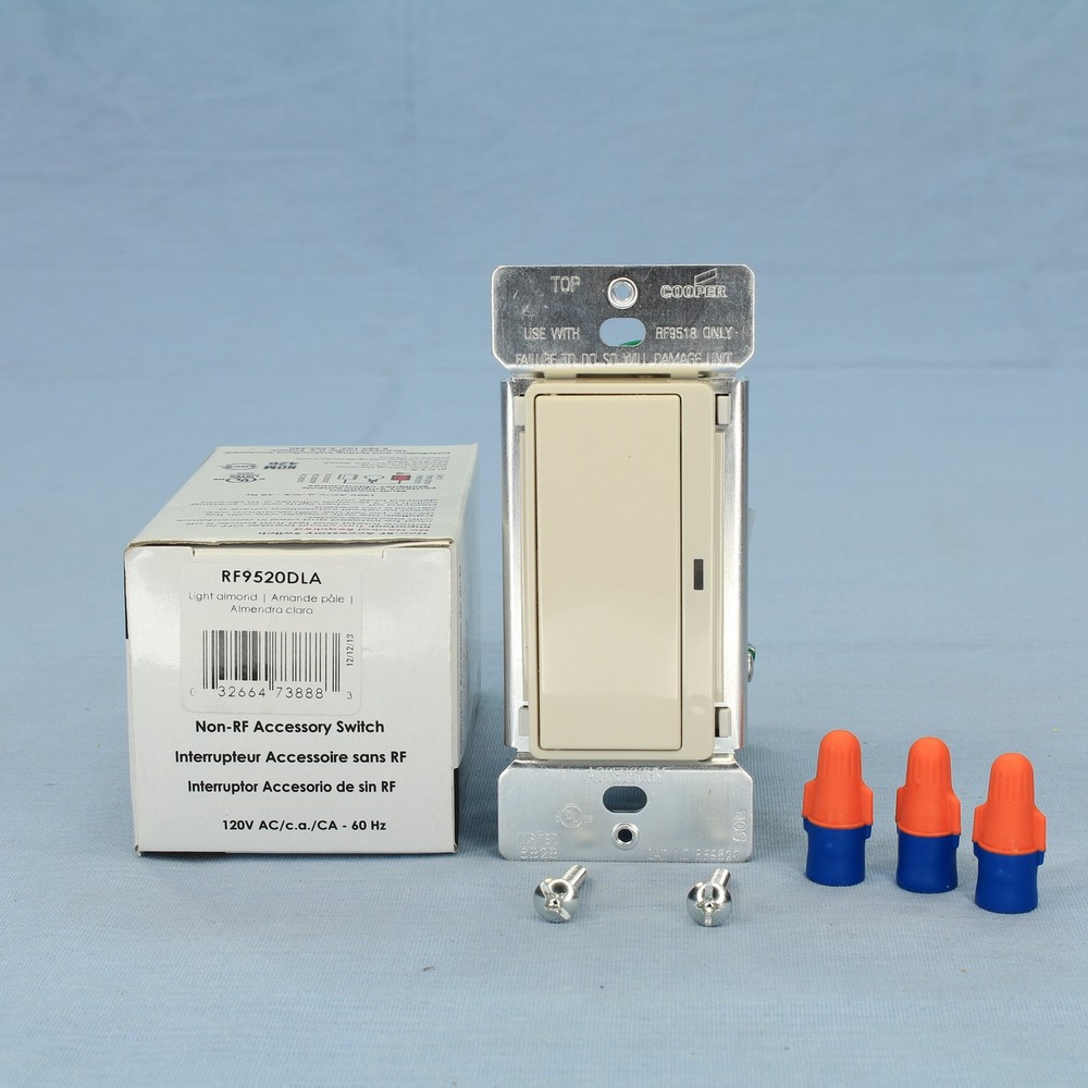 Cooper RF9520DLA Lt Almond NON-RF Accessory Decorator Switch No Neutral 120/VAC