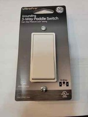 GE UltraPro Grounding 3-Way Paddle Switch w/Easy Pressure Lock Wiring Light
