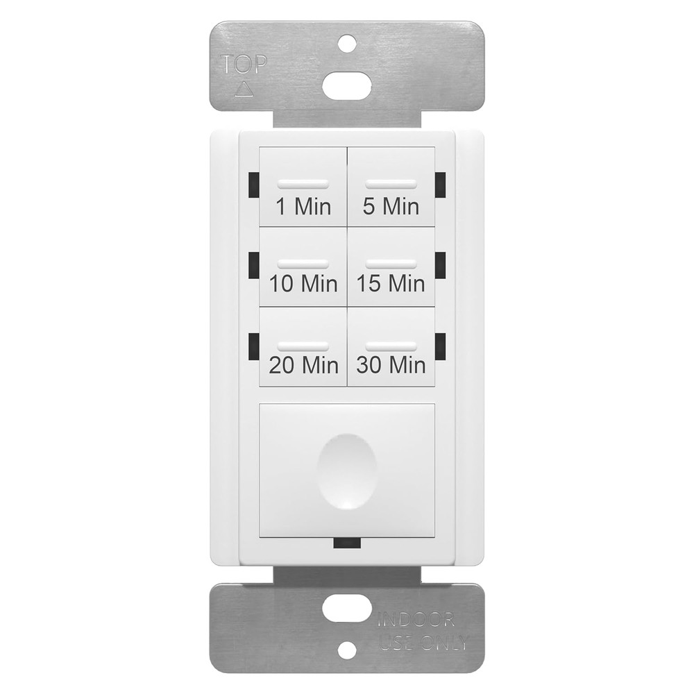 30-Minute No Neutral Countdown Timer Switch, 1-5-10-15-20-30 Min, for Bathroom F
