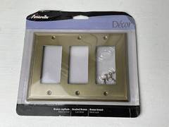 Amerelle Decor Steps Rustic Brass Wall Plate 3 Rocker Light Switch 84RRRRB
