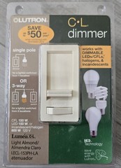 Lutron LECL-153PH-LA-C 120V 150W 1-Pole 3-Way CFL/LED Slide Dimmer Light Almond