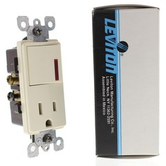 Leviton 5648-A Almond Decora Pilot Light Switch Rocker w/ 15A Receptacle Outlet