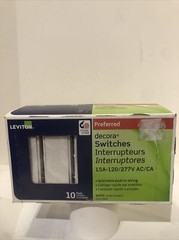 8 LEVITON Single Pole Metal Rocker DECORA SWITCH 15 Amp 120V 8 pk 5601-2WM White
