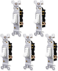Grounding Toggle Switch 5 Pack, Single Pole, in Wall On/Off Fan & Light Switch ,