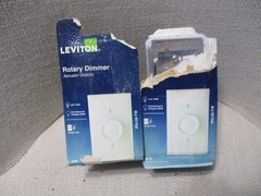 2 New Leviton Light Almond & White Rotary Dimmers RNL06-TW
