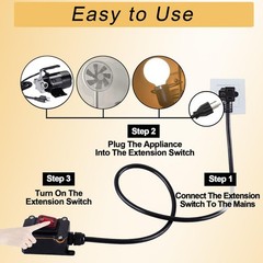 Inline Cord Switch with 10-ft 14AWG Cable Piggyback Plug(3-Pronged), IP67 Wat…