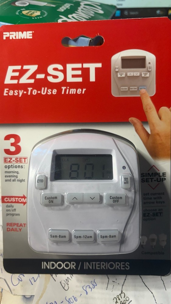 PRIME EZ Set Indoor Timer 1-Outlet Digital Countdown Lighting Timer 0869902