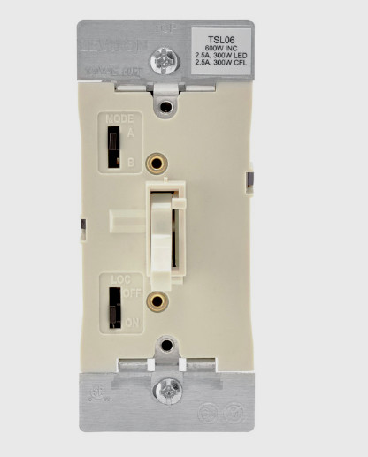 LEVITON Light Almond Universal Toggle DIMMER SWITCH 600 Watt TSL06-1KT