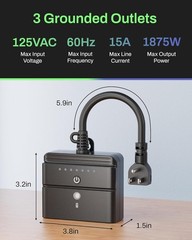 Waterproof Outdoor Light Timer with 3 Grounded Outlets for Dusk to Dawn Control