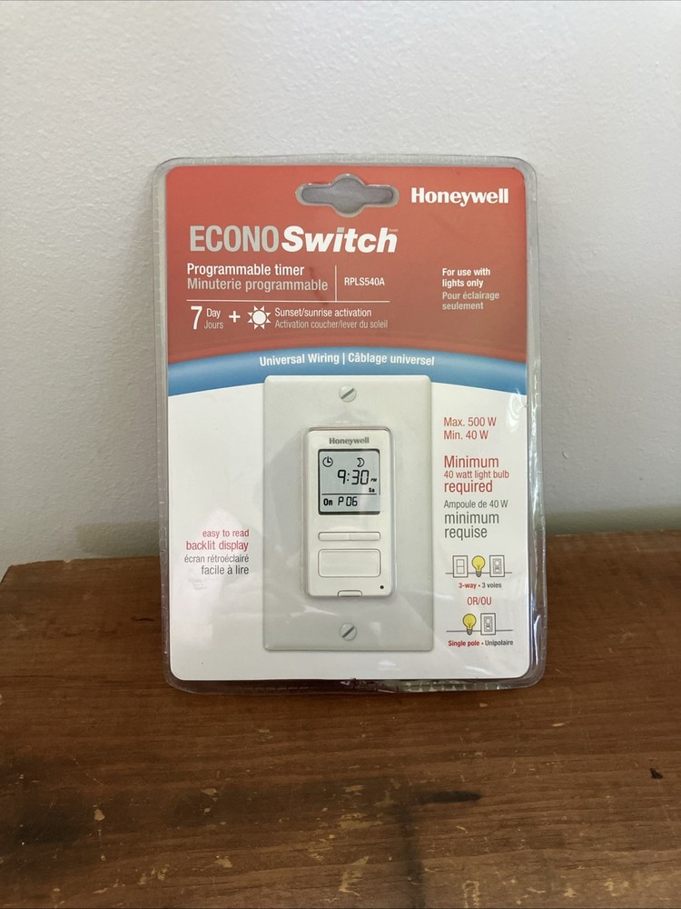Honeywell 7-Day Programmable Lights Timer 3-way Or Single Pole RPLS540A
