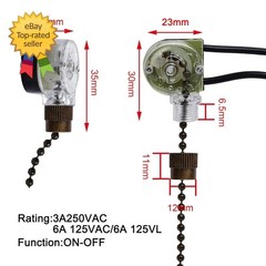 Ceiling Fan Pull Chain Switch Replacement 2 Pack On Off Light Lamp 3A 250V