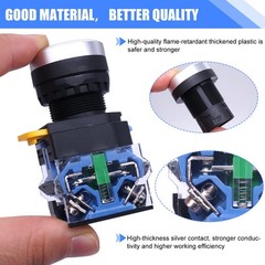 3pcs 22mm Momentary Push Button Switch 10A 440V 1NO 1NC Red Yellow Green Sign…