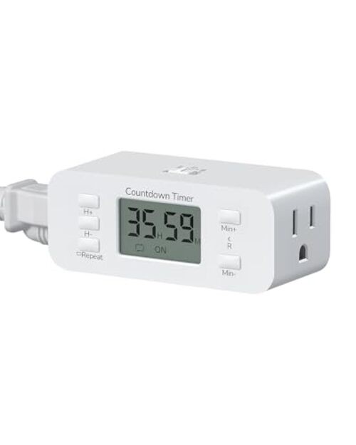 36H Timer Outlet, No Clock/No Daily Cycle, Indoor Timer with 1pack Countdown