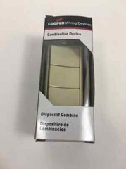 Cooper 7729V-BOX Combination Triple Single-Pole Switch w/ Ground, Ivory