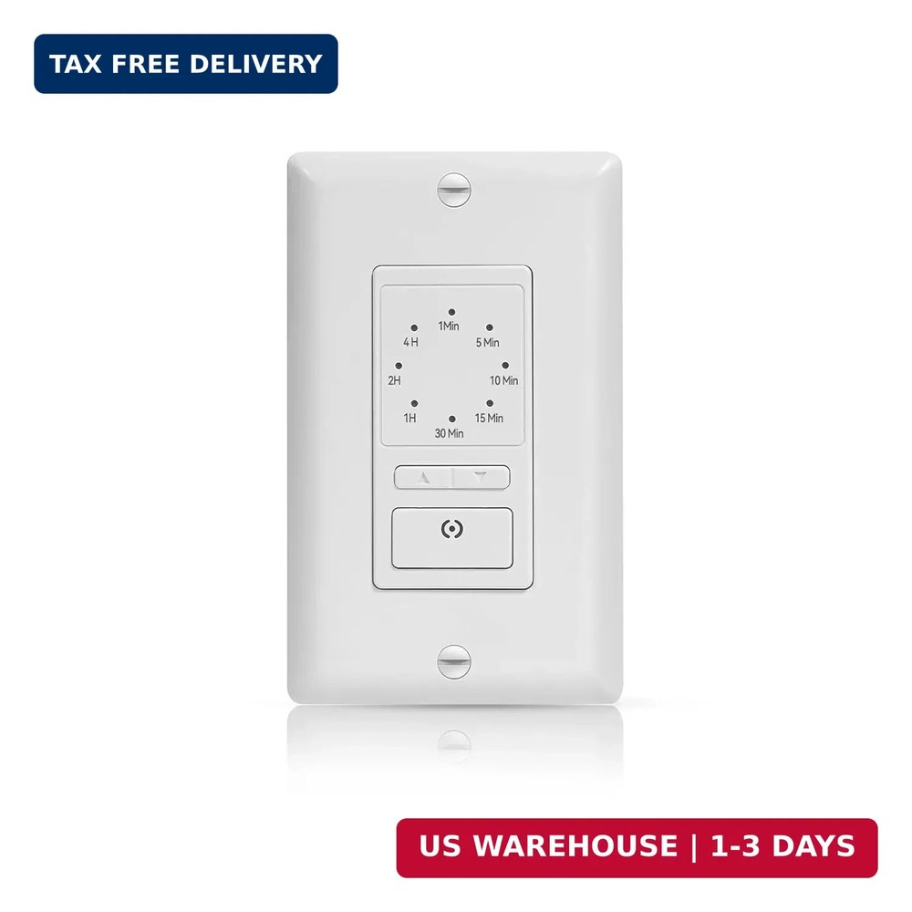 ECOELER 4Hrs Countdown Timer Switch, 1-5-10-20-30-60 Min, 2-4 Hour, Wall Timer S
