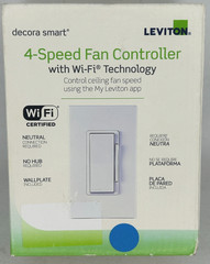 Leviton Decora Smart 4-Speed Fan Controller Wi-Fi Technology NEW DW4SF-1BW