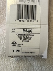 10-pass and Seymour 693-WG White Dual 3-Way Toggle Light Switch Duplex 15A
