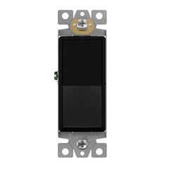 Decorator Paddle Rocker Light Switch, Gloss Finish, Single Pole, 3 Wire, Groundi