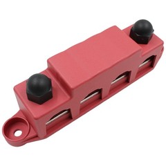 4 GANG M10 Power Distribution Block Bus Bar Terminal Post Stud 12v Black Red Set