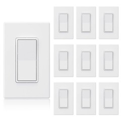 Matte White 3 Way Decorative Light Switch with Plate, 15 Amp, 120-277 Volt, A…