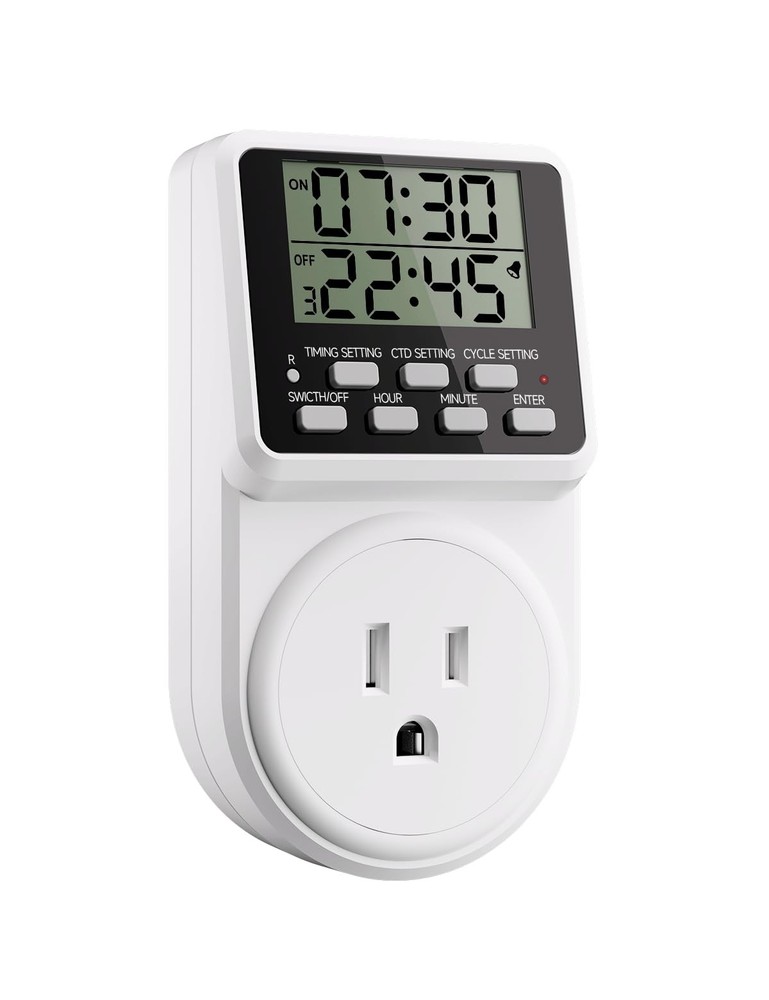 Digital Infinite Repeat Cycle Intermittent Timer Plug 24 Hour Programmable