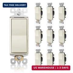 TOPELER Decorator Wall Light Switch, 15Amp Single Pole On/Off Paddle Switch, Sel