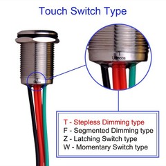 UT16T1 Touch Switch Stepless Dimming DC 6V to 24V Fits 16mm 5/8 Inch Hole