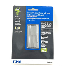 Eaton Universal Dimmer Decorator With Preset Single Pole 3 Way DUL06P-ESFL Gray